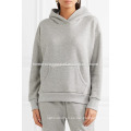 Sudaderas con capucha gris del estilo de Terry del algodón OEM / ODM Manufacture Wholesale Fashion Women Apparel (TA7004H)